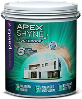 Asian Paint APEX SHYNE Classic White Exterior Paint with Dust Proof & Anti-Algal Technology, Lead-Fr